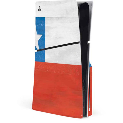 Chile Flag Distressed PS5 Slim Disk Console Skin